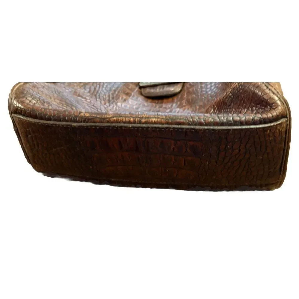 Brighton Croc Embossed Brown Patent Shoulder Purse ( well-loved see pics)‎